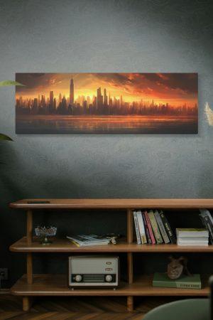 Sunset City - Largo - Lienzo Mate, Estirado, 1.25"