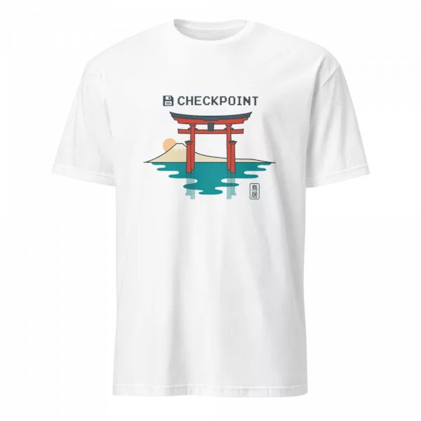 Camiseta Checkpoint Torii — Templo Japonés Pixel