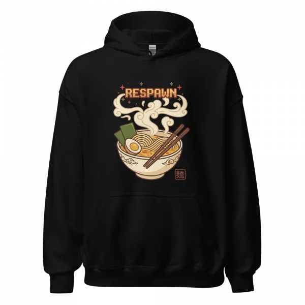 Sudadera Respawn Ramen — cuenco humeante pixel art