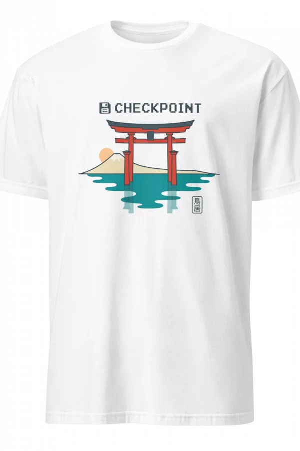 Camiseta Checkpoint Torii — Templo Japonés Pixel